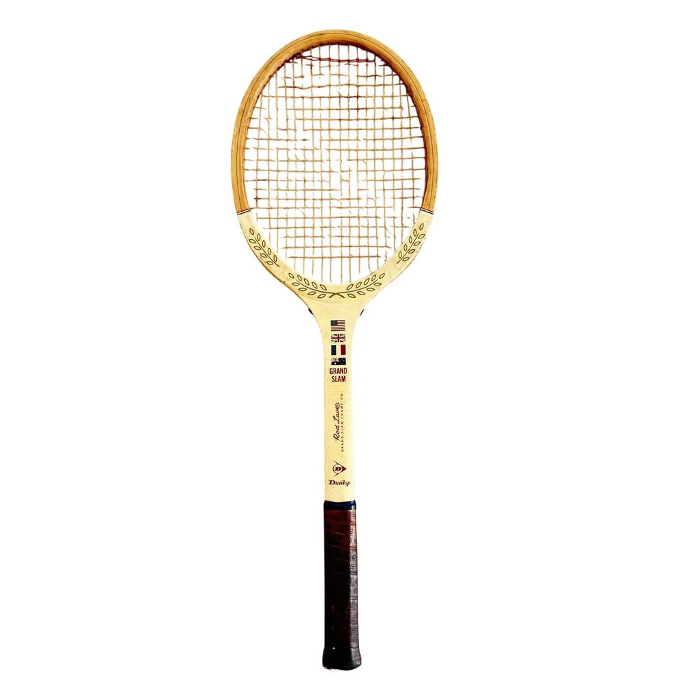 Vintage 1960s Dunlop Rod Laver Grand Slam Champion Wooden Tennis Racket England